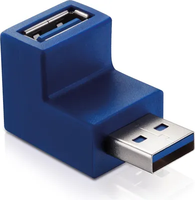 Produktbild von adaptare 42407 USB 3.0-Winkel-Adapter Stecker + Buchse Typ A blau