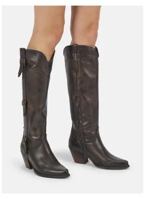 Produktbild von Leder Stiefel LAREDO E528 mit mittelhohem Absatz, Western-Look und Metallschnallen