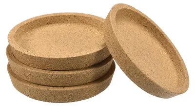 8 Kork-Untersetzer, rund, 103 mm, hitzebeständig, mit Rand