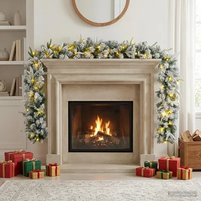 Imagen del producto de Guirnalda de Navidad Verde y blanco 270 cm PVC y PE 50 LED