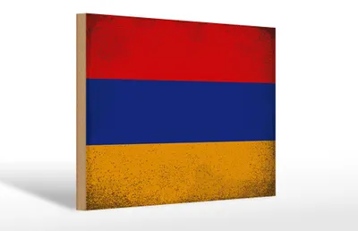 Produktbild von Holzschild Flagge Armenien 30x20cm Flag Armenia Vintage