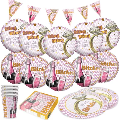 Produktbild von JGA Partyset Bachelorette – 5-teilig mit Tellern, Bechern, Servietten & Deko