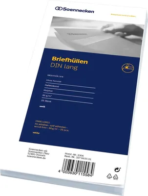 Immagine prodotto di Busta Soennecken 1306 DIN lunga 80g oF hk hf bianco 25 pz./confezione.