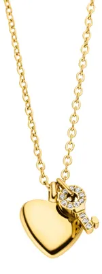 Produktbild von Goldkette Damen – Herz & Schlüssel Anhänger, wasserfest, 18K vergoldet