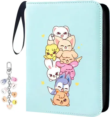 Produktbild von Kpop Photocard Binder Stray und Schlüsselanhänger Skzoo Kpop Merch Photocard Holder Book Stray Cartoon Sammelkarten SKZ Album 400 Taschen Geschenke