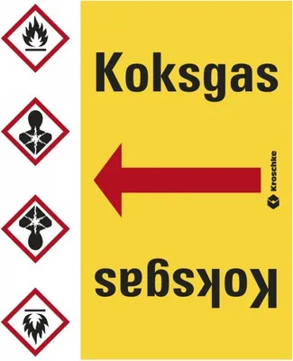 Produktbild von Dreifke® Rohrleitungsband Koksgas, praxisbewährt, ab Ø 50mm, gelb/schwarz, 33...