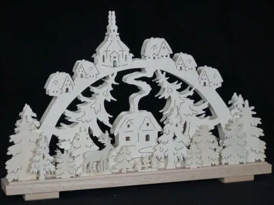 Obrázek produktu pro Svíčkový oblouk s lesní chýší s jelenem a osvětlením ŠxVxH 50x33x7cm NOVINKA