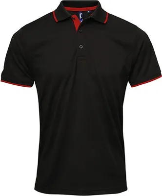 Produktbild von Premier Workwear PR618 | Herren  Contrast Coolchecker Polo - Farbe: Black/Red (ca. Pantone 200) - Größe: S