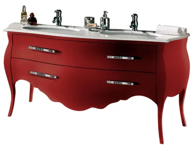 Produktbild von Badmöbel Unterschrank Badschrank Rot 175cm Schrank Badezimmermöbel Hänge Bad Neu