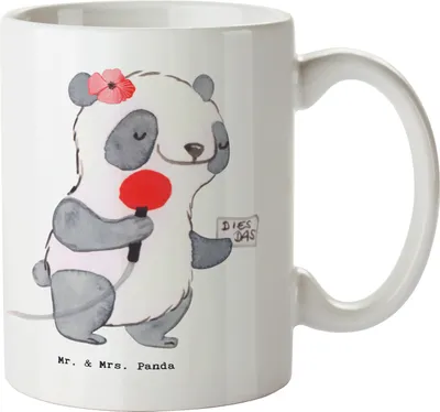 Produktbild von Mr. & Mrs. Panda Becher Reporterin Herz - Weiß - Geschenk, Trinkbecher, Tasse, Teetasse, Kaffeebecher, schöne, Henkelpott