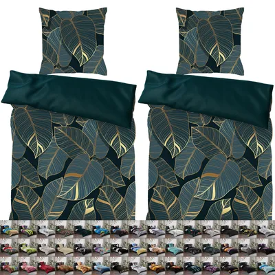 Produktbild von SANILO® Bettwäsche 135x200 cm, 100% feinste Baumwolle, 4-teilig, Bettbezug, Kissenbezug 80x80cm  - Monstera