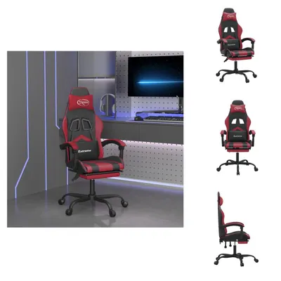 Produktbild von vidaXL Gaming-Stuhl mit Fußstütze Drehbar Schwarz & Weinrot Kunstleder -  Gaming-Sessel