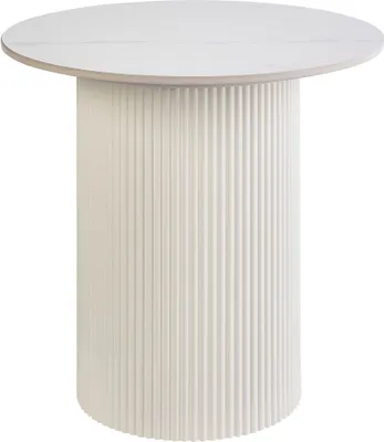 Produktbild von BELIANI Beistelltisch Hellbeige Gesinterte Steinplatte Metallfuß ø 50 cm Natürlicher Look Modernes Design Wohnzimmer