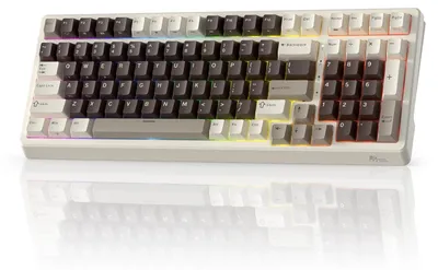 Image de Clavier mécanique sans fil - Couleur moka gris - 100 touches - Rétroéclairage RGB