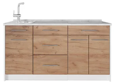 Produktbild von Küchenblock Vicco Fame-Line Goldkraft Eiche/Weiß 150 cm, AP Marmor, Model 62793