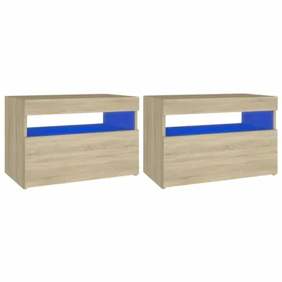 Obrázok produktu pre Nočný stolík a LED svetlá 2 ks dub sonoma 60x35x40 cm