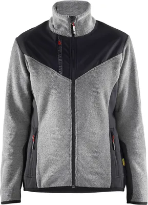 Produktbild von Blakläder Damen Strickjacke mit Softshell 5943, Farbe:Grau Melange/Schwarz, Größe:S