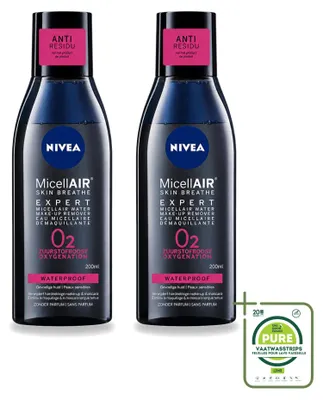 Produktbild von 2 x NIVEA MicellAIR Expert Mizellenwasser für wasserfestes Make-up 200 ml - Großpackung - 2 Stücke