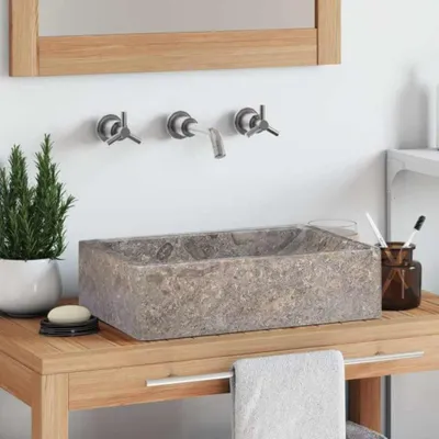 Image de vidaXL Lavabo 45x30x12 cm marbre gris brillant