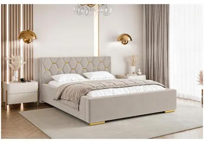 Produktbild von MEBLINI Versal Polsterbett 180x200 mit Stauraum - Lattenrost und Bettkasten - Kopfteil Bett mit Stauraum - Doppelbett - Stauraumbett -  Betten - 180x200 - Beige Samt ohne Matratze