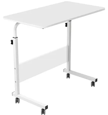 Immagine prodotto di Tavolino su rotelle, regolabile in altezza, 80 x 40 cm, bianco