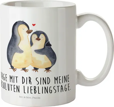 Produktbild von Mr. & Mrs. Panda Kinderbecher Pinguin umarmen - Weiß - Geschenk, Plastikbecher, Hochzeitstag, Camping Tasse, Haferl, Liebe, Liebesbeweis, Jahrestag, Trinklernbecher, Pott