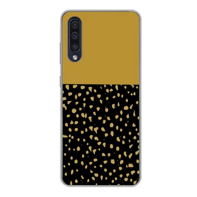 Produktbild von MuchoWow® Handyhülle Schutzhülle Hülle für Samsung Galaxy A50 Polka dots - Ockergelb - Schwarz Silikon Softcase Handy Hülle - Mobiltelefonhülle