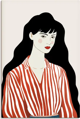 Produktbild von ARTland Leinwandbild Woman in Striped Blouse I Größe: 80x120 cm