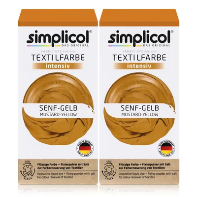 Produktbild von Simplicol Textilfarbe intensiv Senf-Gelb Flüssigfarbe, Fixierer (2er Pack)