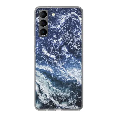 Produktbild von MuchoWow® Handyhülle Schutzhülle Hülle für Samsung Galaxy S21 Naturstein - Blau - Weiß Silikon Softcase Handy Hülle - Softcase