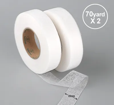 Produktbild von 2 Rollen Bügelband Bügelsaumband Fixierband Saumband Klebeband weiß 25 mm
