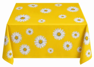 Zdjęcie produktu dla Obrus 85 x 85 cm, żółty, kwadratowy, z motywem stokrotek, wiosenny, obrus ogrodowy, obrus na stół