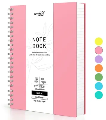 Produktbild von Notizbuch A4 Liniert 100g/m² 300 Seiten Rosa Spiralbindung Hardcover