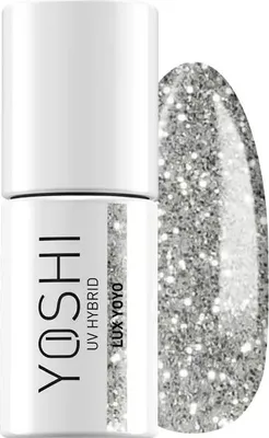 Obrázek produktu pro Yoshi Hybrid lak na nehty stříbrný brokát s puntíky – profesionální permanentní lak na nehty 6 ml – UV lak na nehty s praktickým štětečkem – Yacht & Yoyo