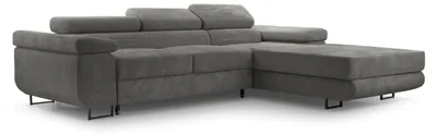 Produktbild von Masseno Ecksofa GIULIO mit Schlaffunktion L-Form, Sofa mit Bettkasten, Wohnzimmersofa, Couch, Soffa, Bettsofa, Couchgarnitur- Grau, POSO 60