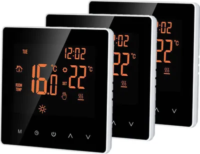 Zdjęcie produktu dla 3X Inteligentny termostat pokojowy Termostat, elektryczne ogrzewanie podłogowe Ekran dotykowy LCD Tygodniowa programowalna blokada przed dziećmi Funkcja pamięci dla domu, biura, hotelu 16A