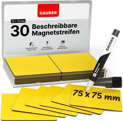 Obrázek produktu pro Magnetické štítky, opakovaně použitelné, 75 × 75 mm, 30 kusů, na bílé tabule