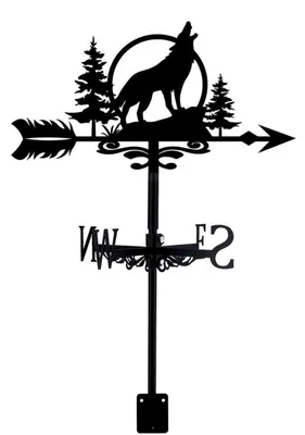 Produktbild von Wetterhahn Wolf Mond Wald Garten Dekoration Schmiedeeisen 35,8 x 24,2 cm