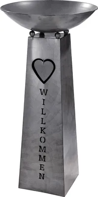 Image de Gilde Schalenständer, "Willkommen", Herzmotiv, Schriftzug, Metall, grau, VE 2, H. 102 cm, D. 50 cm 67183 4063387671832