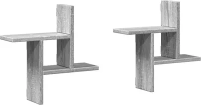 Obrázek produktu pro vidaXL Nástěnné police 2 ks. Grey Sonoma 38x12x38 cm Materiál na bázi dřeva