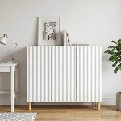 Obrázek produktu pro Maison Exclusive – příborník, lesklá bílá, 89 x 34,5 x 80 cm, dřevotřísková deska