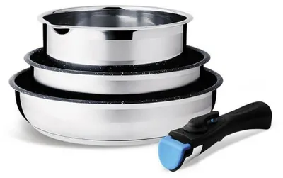 Productafbeelding van Braadpannen van roestvrij staal, verkrijgbaar in de diameters 18 cm, 22 cm en 24 cm, voor gebruik in de keuken