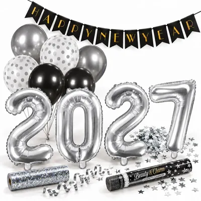 Produktbild von Silvester 2027 Partyset in silber Deko Set Party