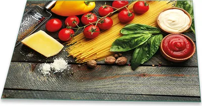 Produktbild von Herdabdeckplatte Glaskeramikkochfeld-Abdeckung Spritzschutz Glas Universal 80x52 Essen Bunt