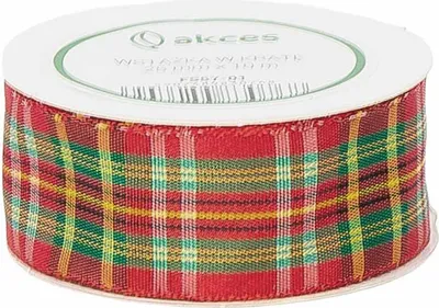 Image de STOFFBAND ruban de décoration rubans en tissu ruban cadeau rouge-jaune-vert à carreaux 25mm/10m