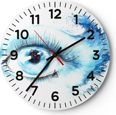 Produktbild von Wanduhr - Rund - Glasuhr - Auge Blau Welle Mensch - 40x40cm - Schleichendes Uhrwerk - Lautlos - zum Aufhängen bereit - Dekoration Modern - Wanddekoration aus Glas - C4AR40x40-2996