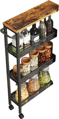 Immagine prodotto di Carrello da cucina a 4 ripiani – scaffale stretto – compatto, dimensioni 13 x 45,4 x 77 cm