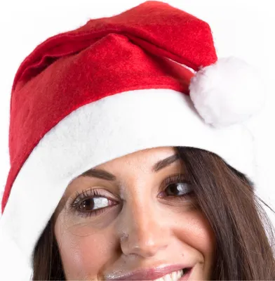 Produktbild von Weihnachtsmütze Nikolausmütze Mit Pompon, Weiß, Rot, Filz