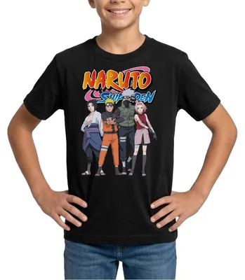 Produktbild von Spreadshirt Naruto Shippuden Sasuke, Naruto, Kakashi & Sakura Teenager T-Shirt, 152/164 (12-14 Jahre), Schwarz