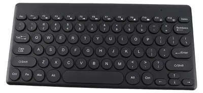 Obrázek produktu pro Bezdrátová klávesnice 2,4 GHz, 78 kláves, ergonomický design, přenosná, tenká, úsporná, kulaté klávesy, USB klávesnice, černá
